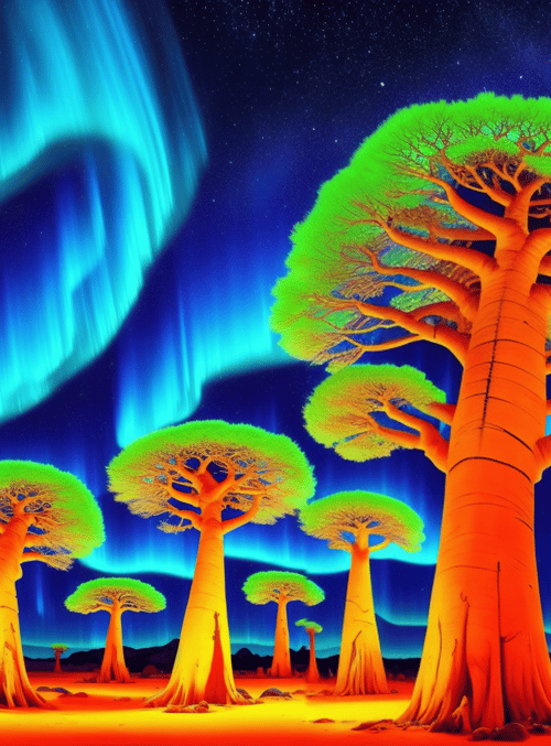 trees, aurora