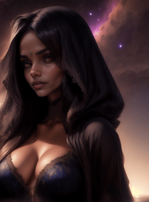 woman, hood, cosmic
