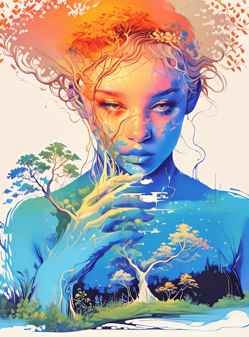woman, tree, nature