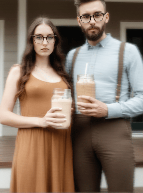 couple, mason jars, smoothie