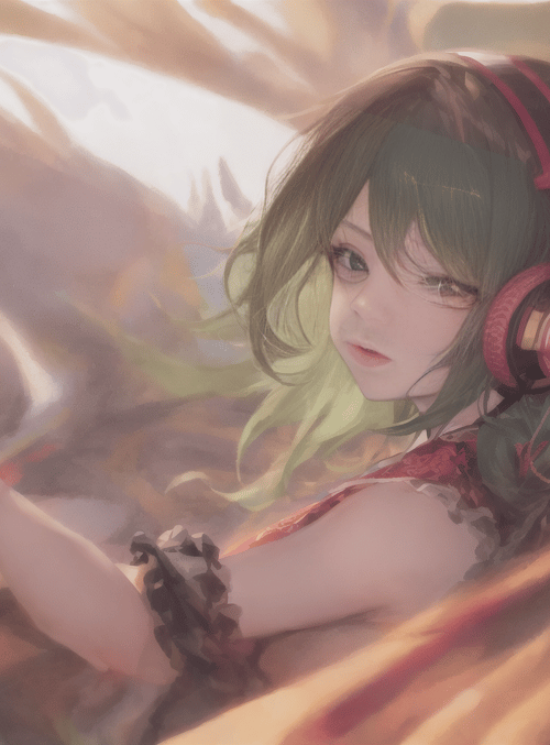 girl, headphones, fabric