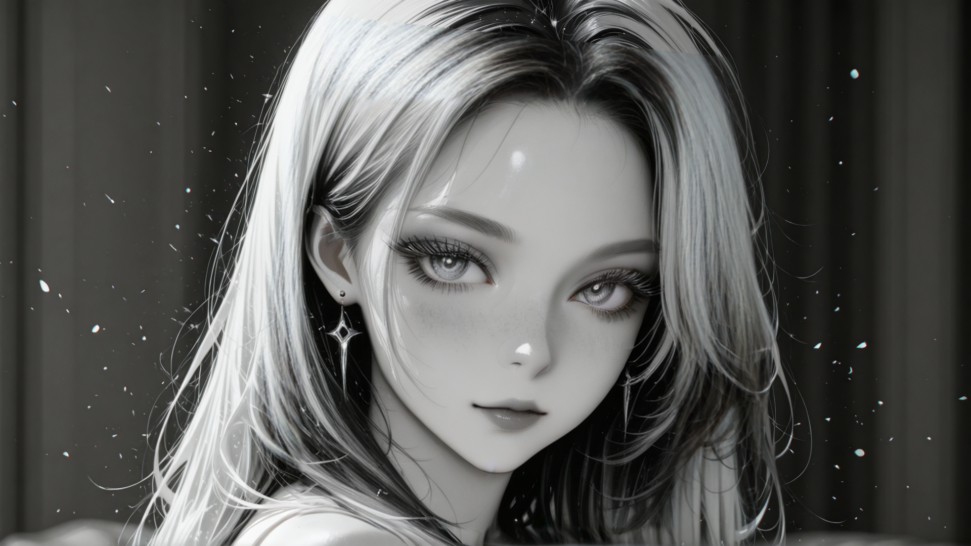 AI generated wallpaper featuring woman, hair, earring