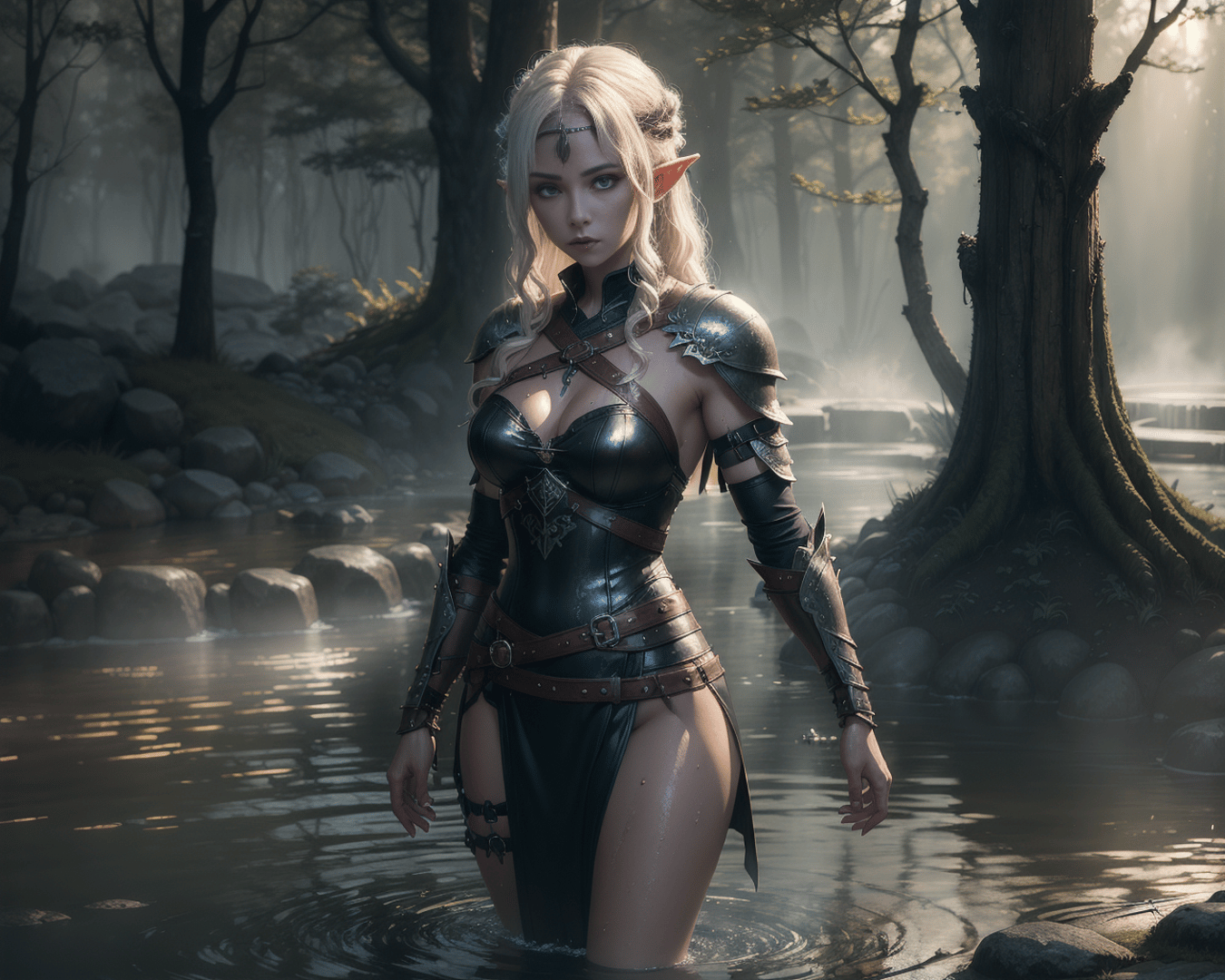 AI generated wallpaper featuring elf, warrior, fashion