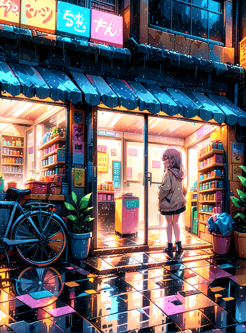girl, store, bicycles
