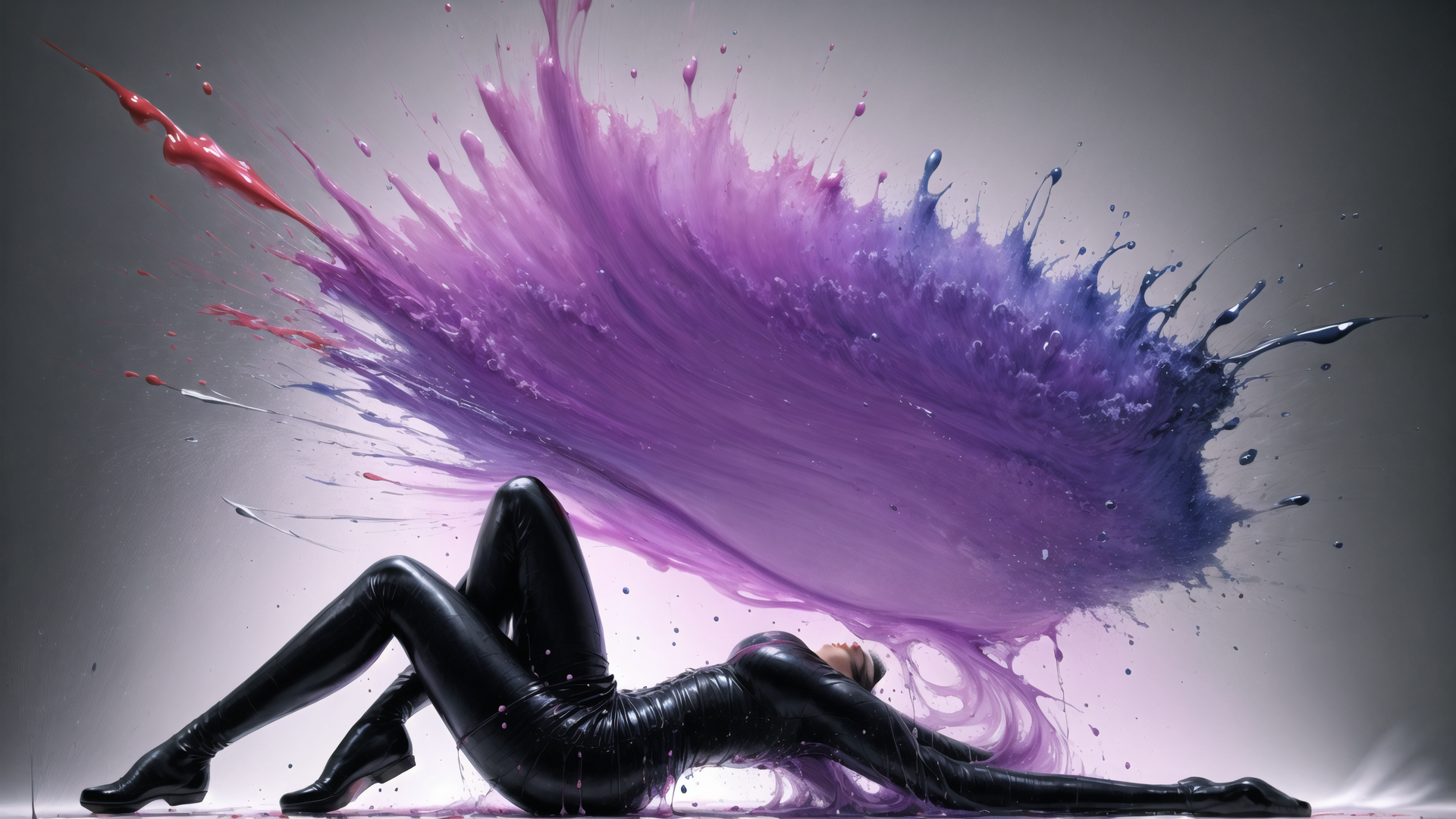 AI generated wallpaper featuring woman, paint, leather
