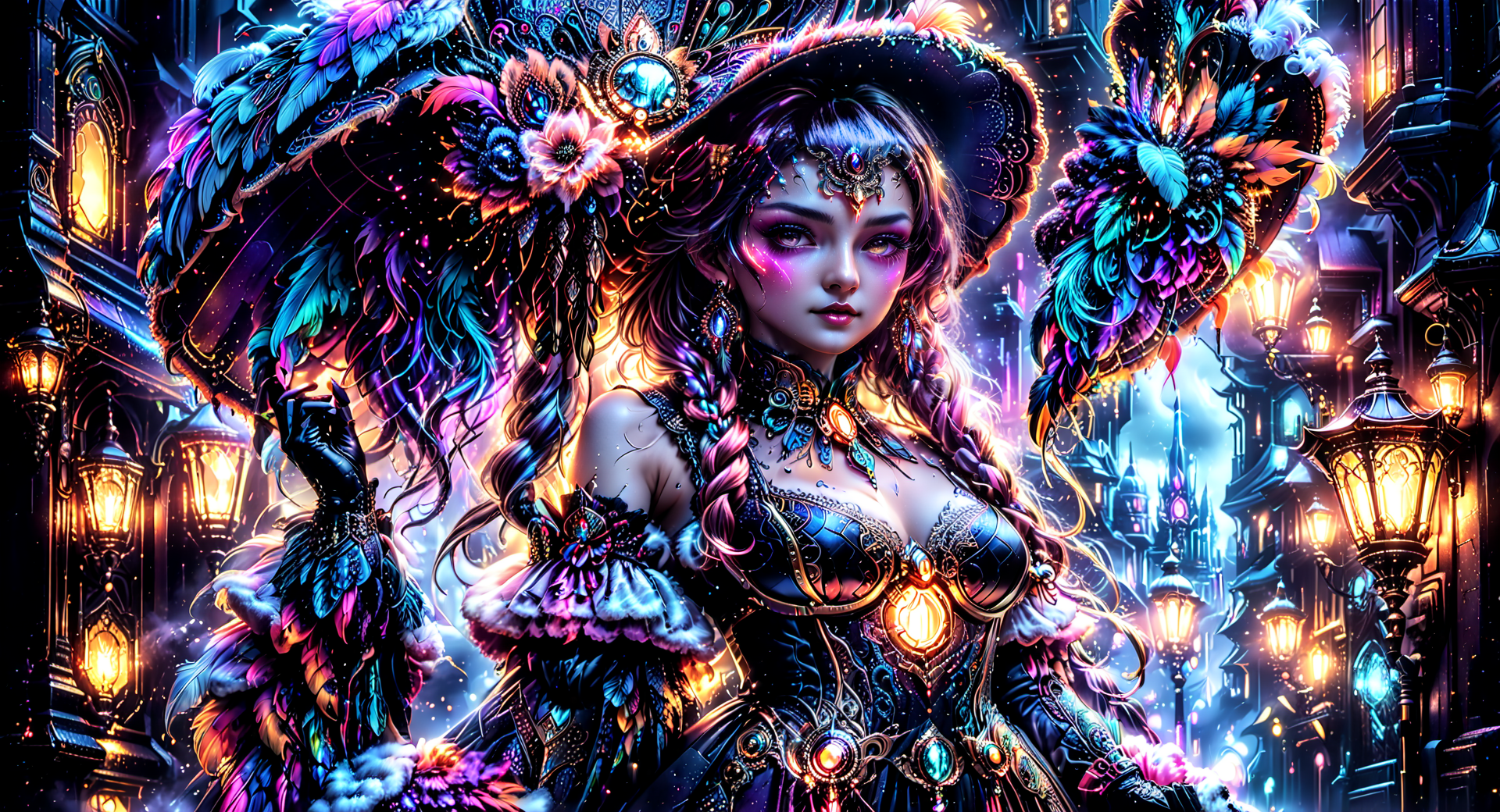 AI generated wallpaper featuring woman, steampunk, fashion