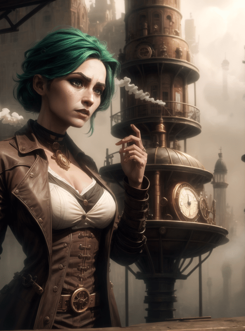 woman, steampunk, clock