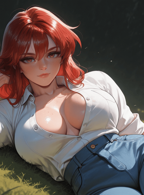 woman, red hair, shirt