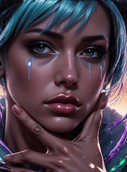 woman, cyberpunk, teardrop