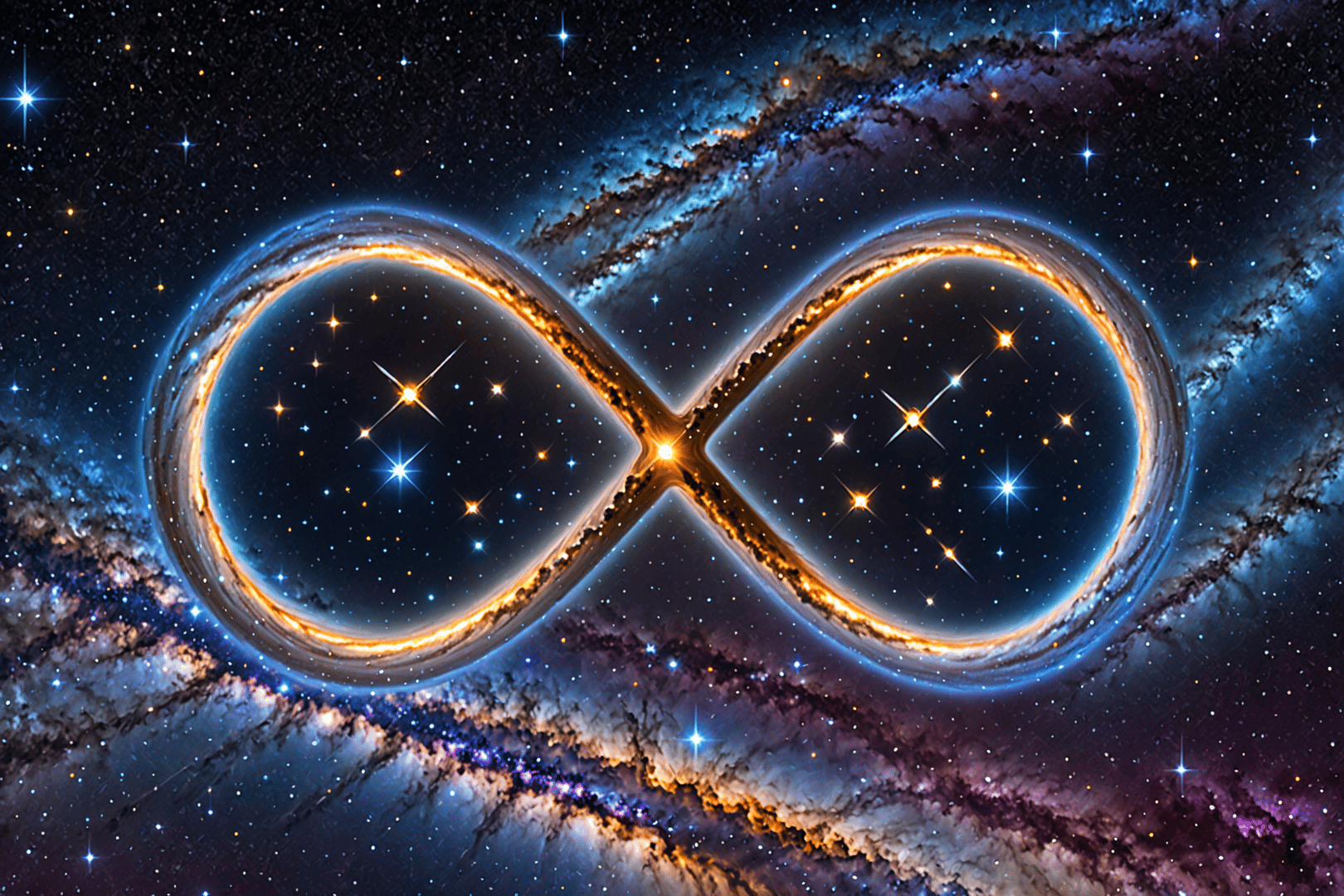 AI generated wallpaper featuring infinity symbol, galaxy, stars