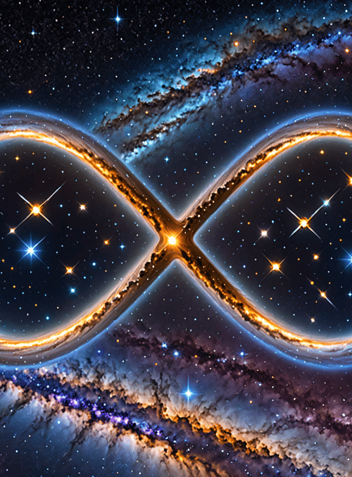 infinity symbol, galaxy, stars