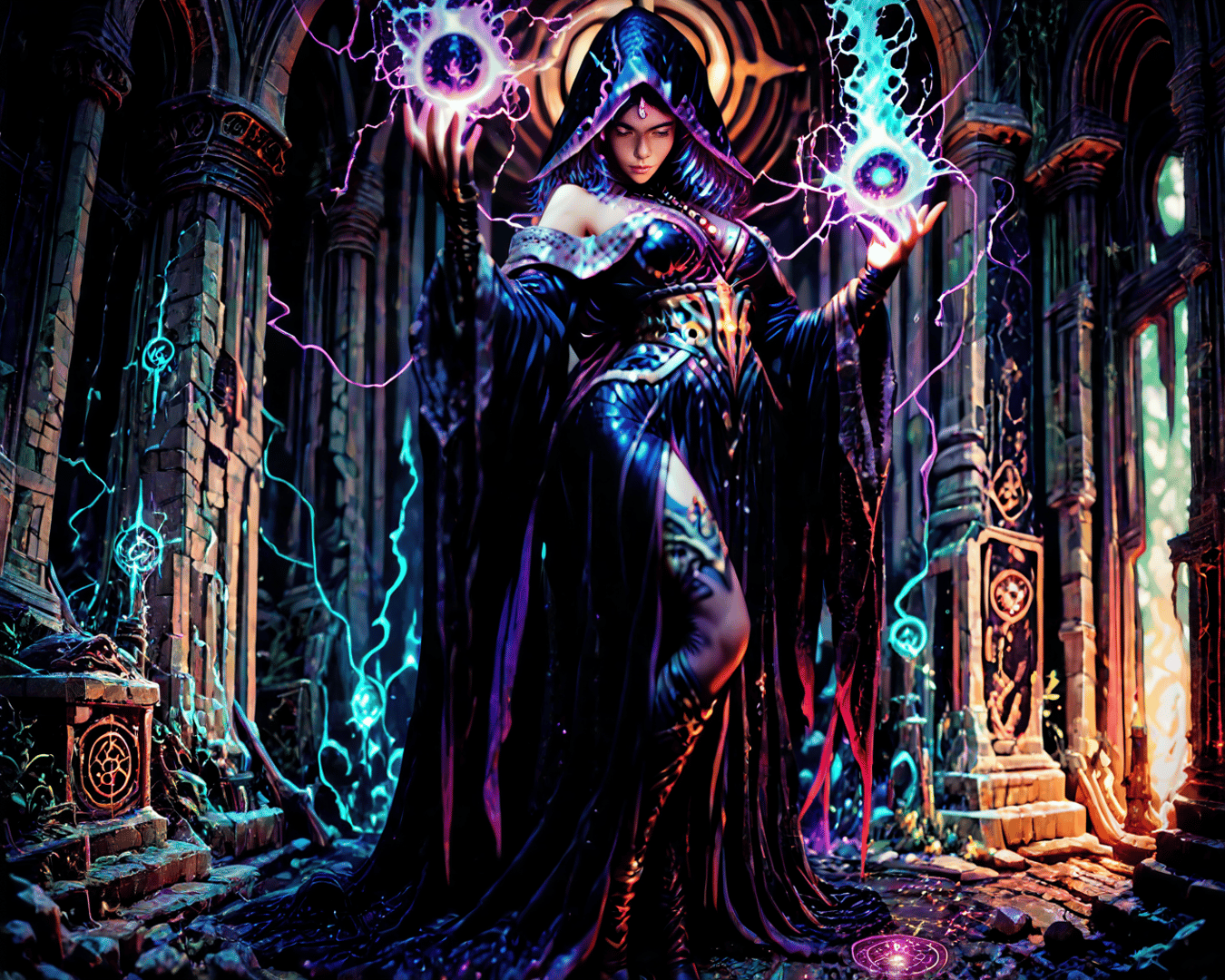 AI generated wallpaper featuring witch, mage, wizard