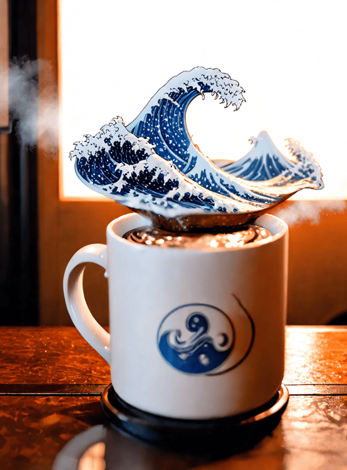 cup, wave, steaming