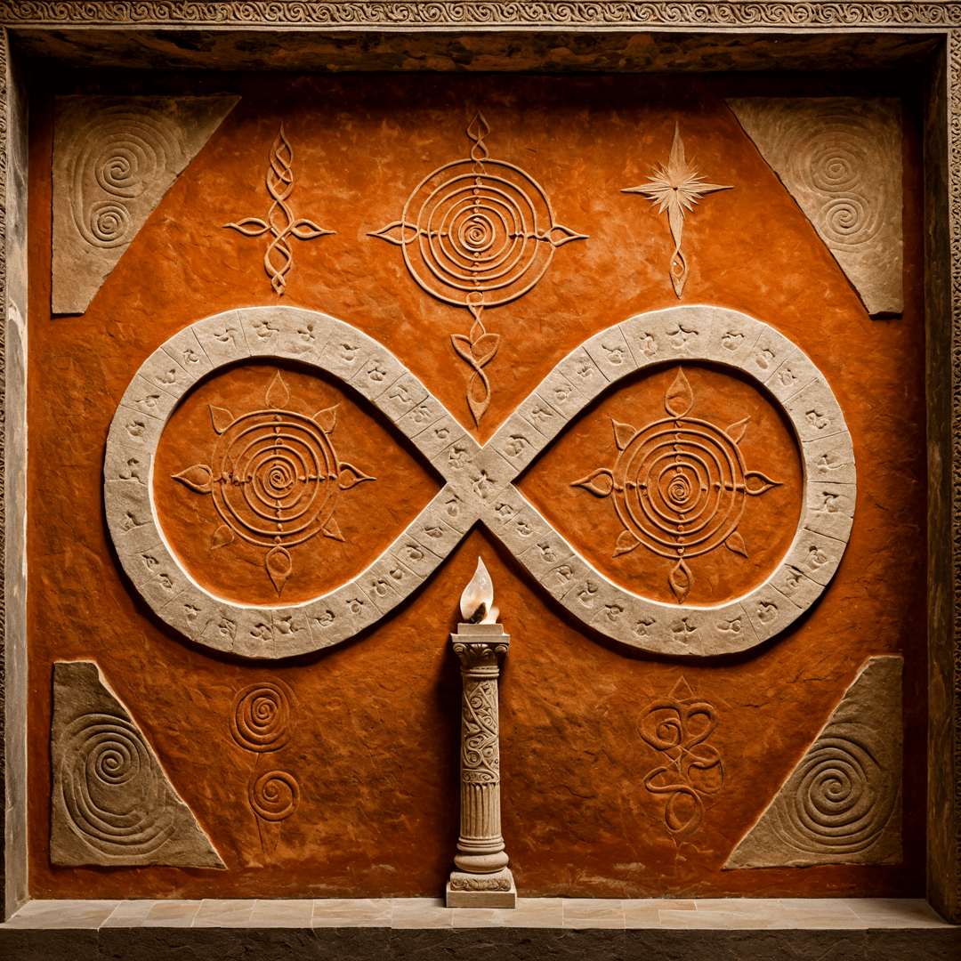 AI generated wallpaper featuring wall, symbols, candle