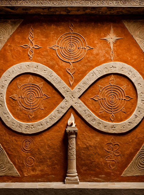 wall, symbols, candle