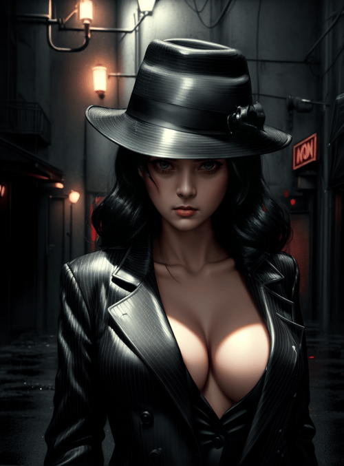 woman, alley, hat