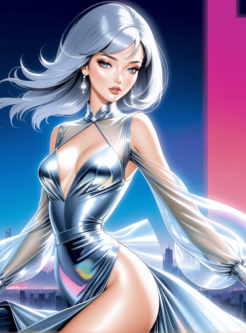woman, cityscape, futuristic