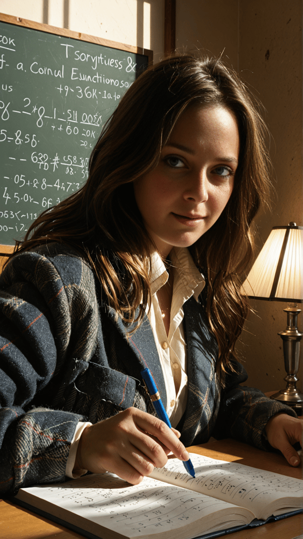 AI generated wallpaper featuring woman, music, chalkboard