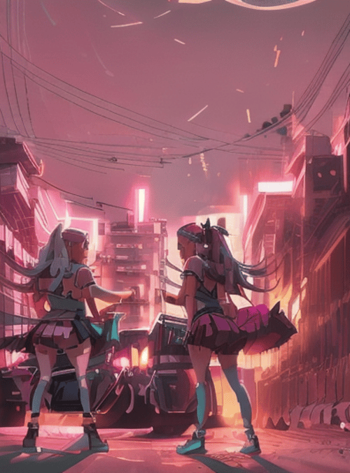 girls, city, car