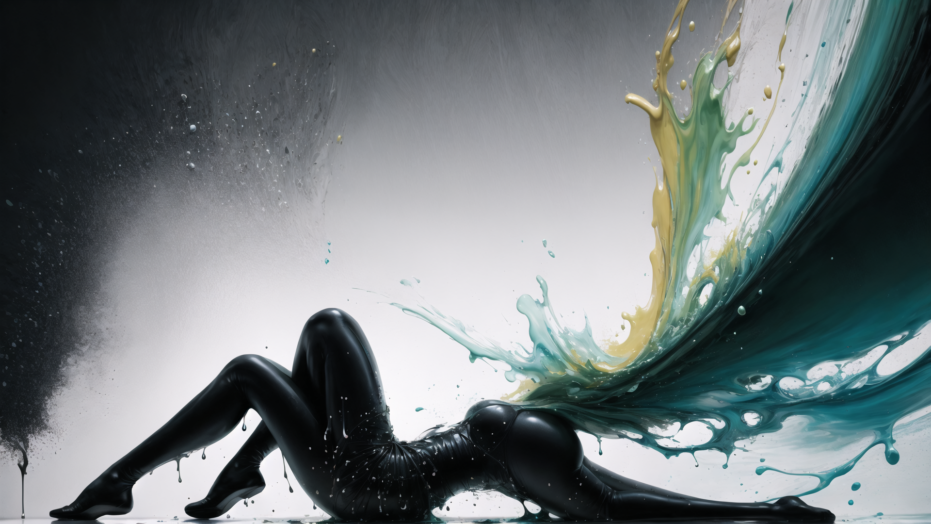 AI generated wallpaper featuring figure, liquid, splash