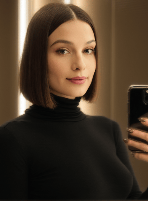 woman, phone, mirror