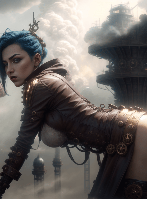 woman, steampunk, clock tower
