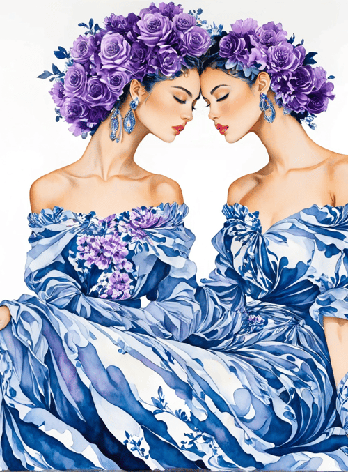 women, dress, flowers, earrings