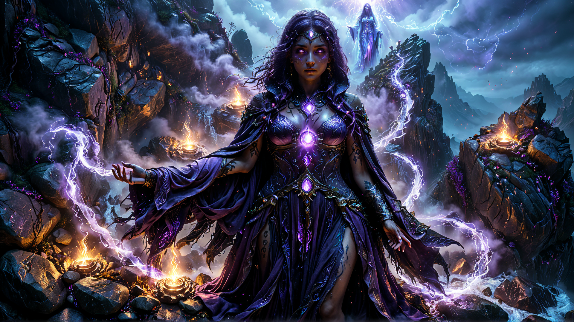 AI generated wallpaper featuring mage, fairy, spirit