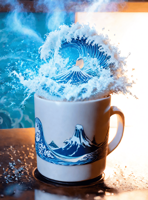cup, wave, mountain