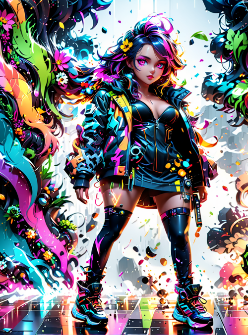 cyberpunk, girl, digital