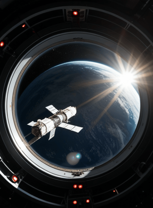 spacecraft, earth, sun