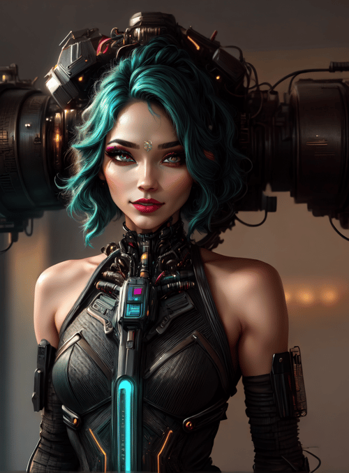 cyborg, woman, camera, gadget, futurism