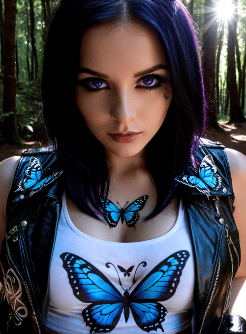 woman, butterfly, forest