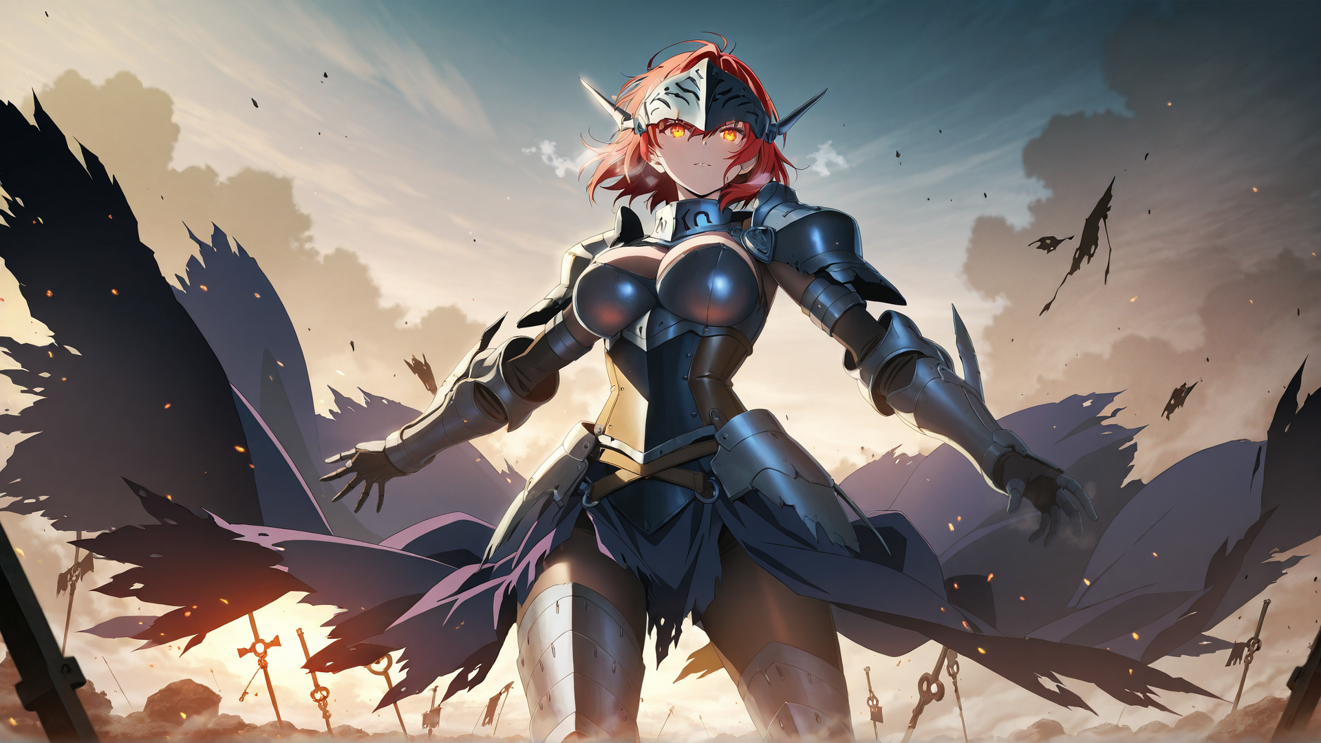 AI generated wallpaper featuring warrior, armor, anime