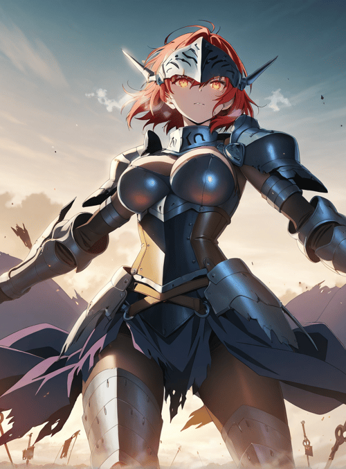 warrior, armor, anime