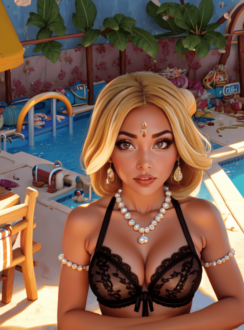 woman, pool, beach, tropical, pearl