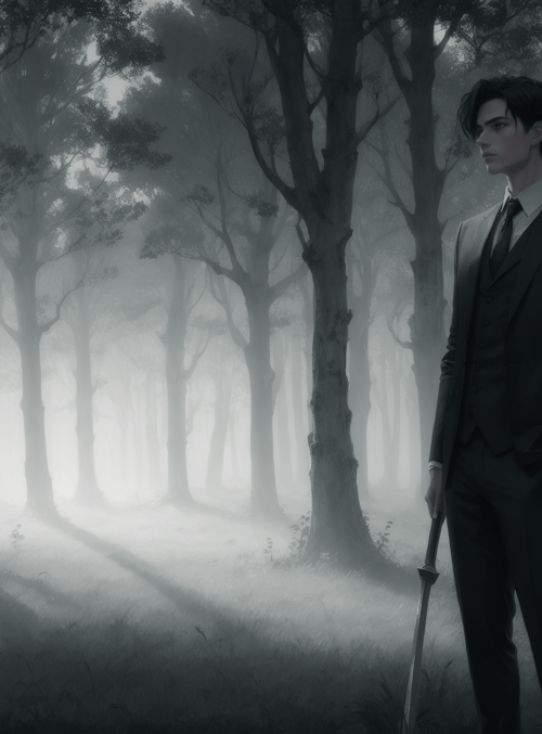 man, sword, tree