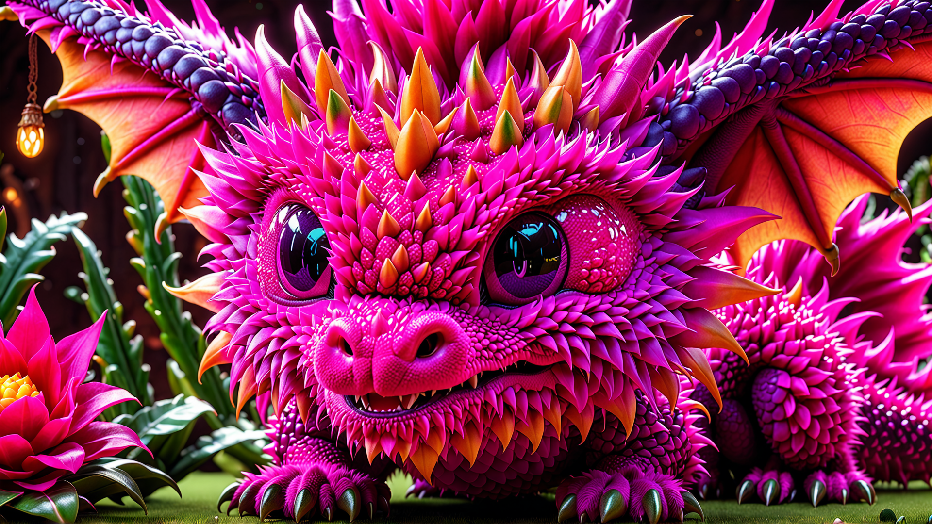 AI generated wallpaper featuring dragon, chibi, creature