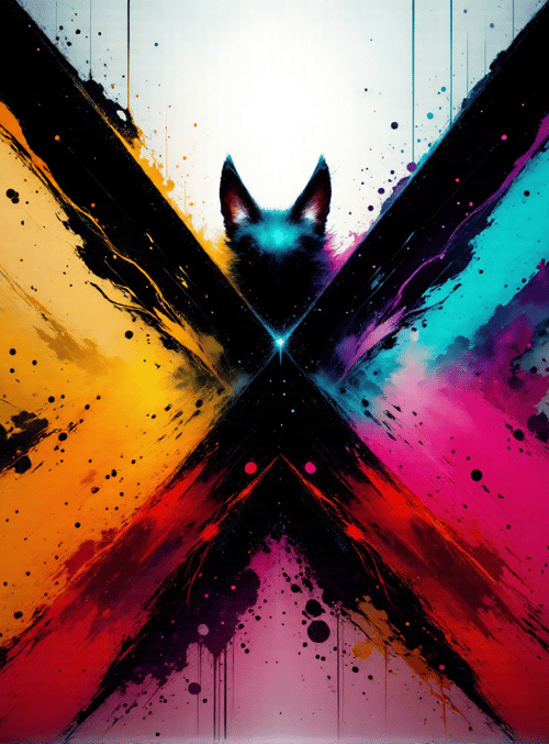 fox, splotch, ink, splash, x, spill