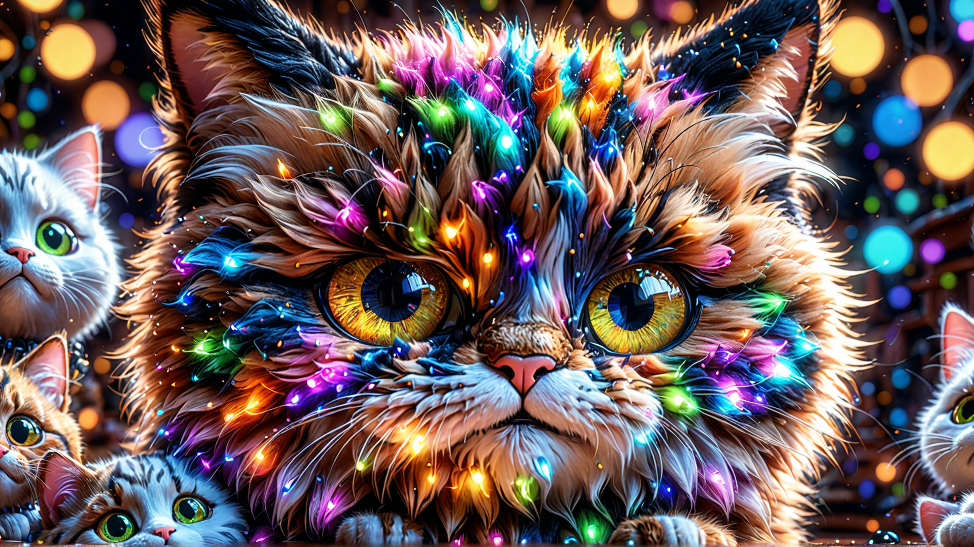 AI generated wallpaper featuring cat, kittens, feline