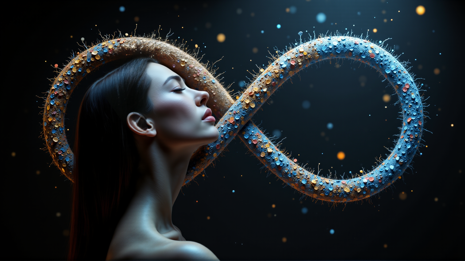 AI generated wallpaper featuring woman, infinity_symbol