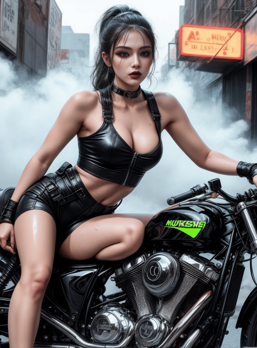 woman, motorcycle