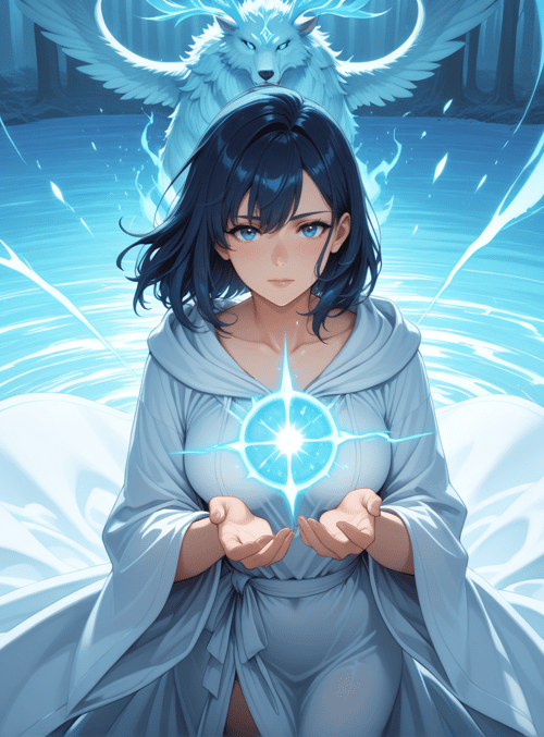 girl, wolf, energy, light, nature