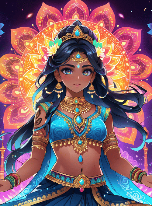 deity, woman, lotus