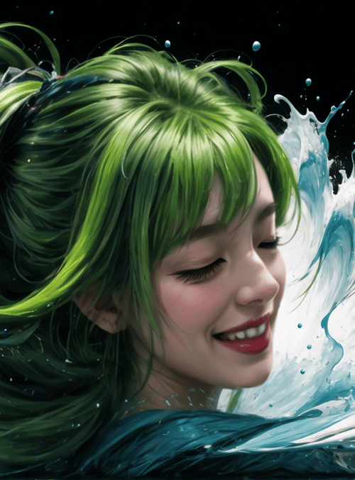 girl, water, hair