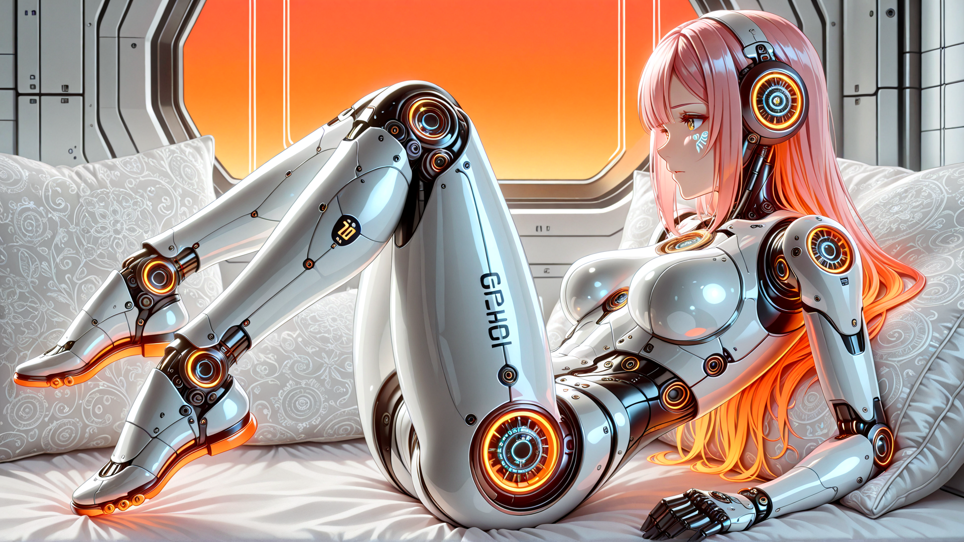 AI generated wallpaper featuring robot, anime, cyborg, girl, mechanical