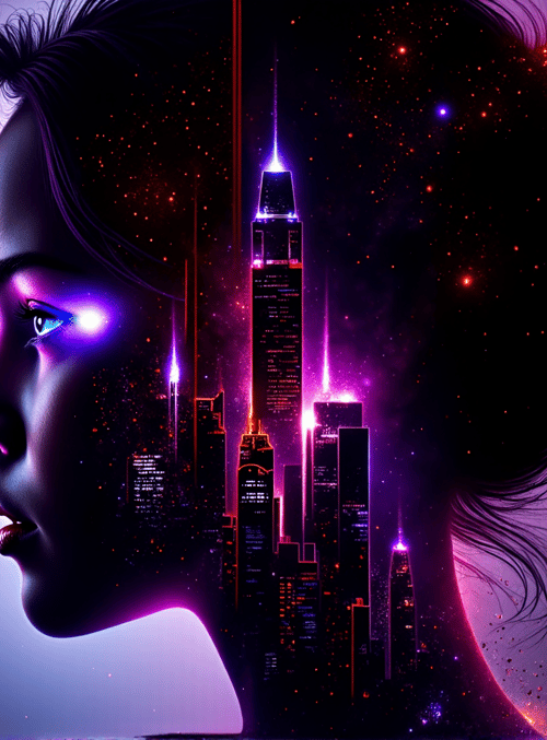 woman, cityscape, silhouette