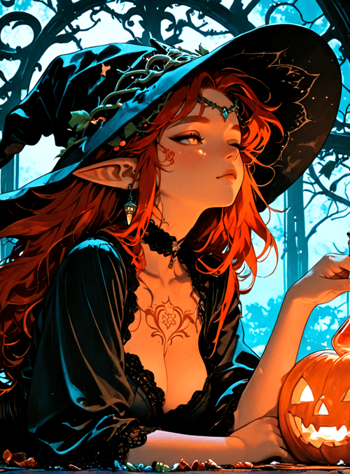 witch, pumpkin, skull, garden, vintage, cauldron, elf, candle, halloween, tattoo