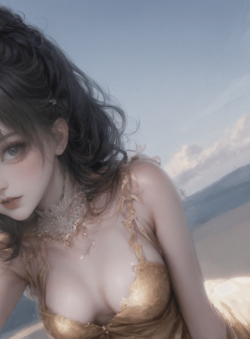 woman, beach, sun