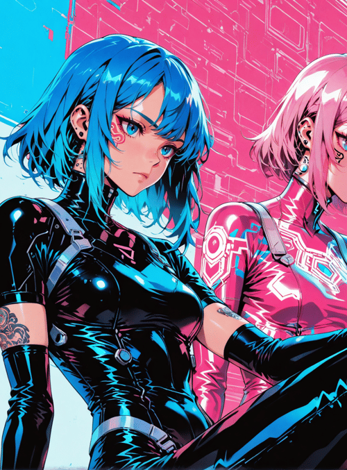 cyberpunk, women, anime, futuristic, characters